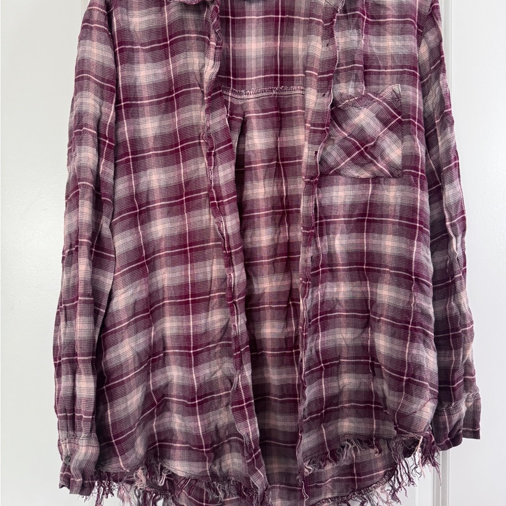 Angie Purple Plaid Button Down Shirt